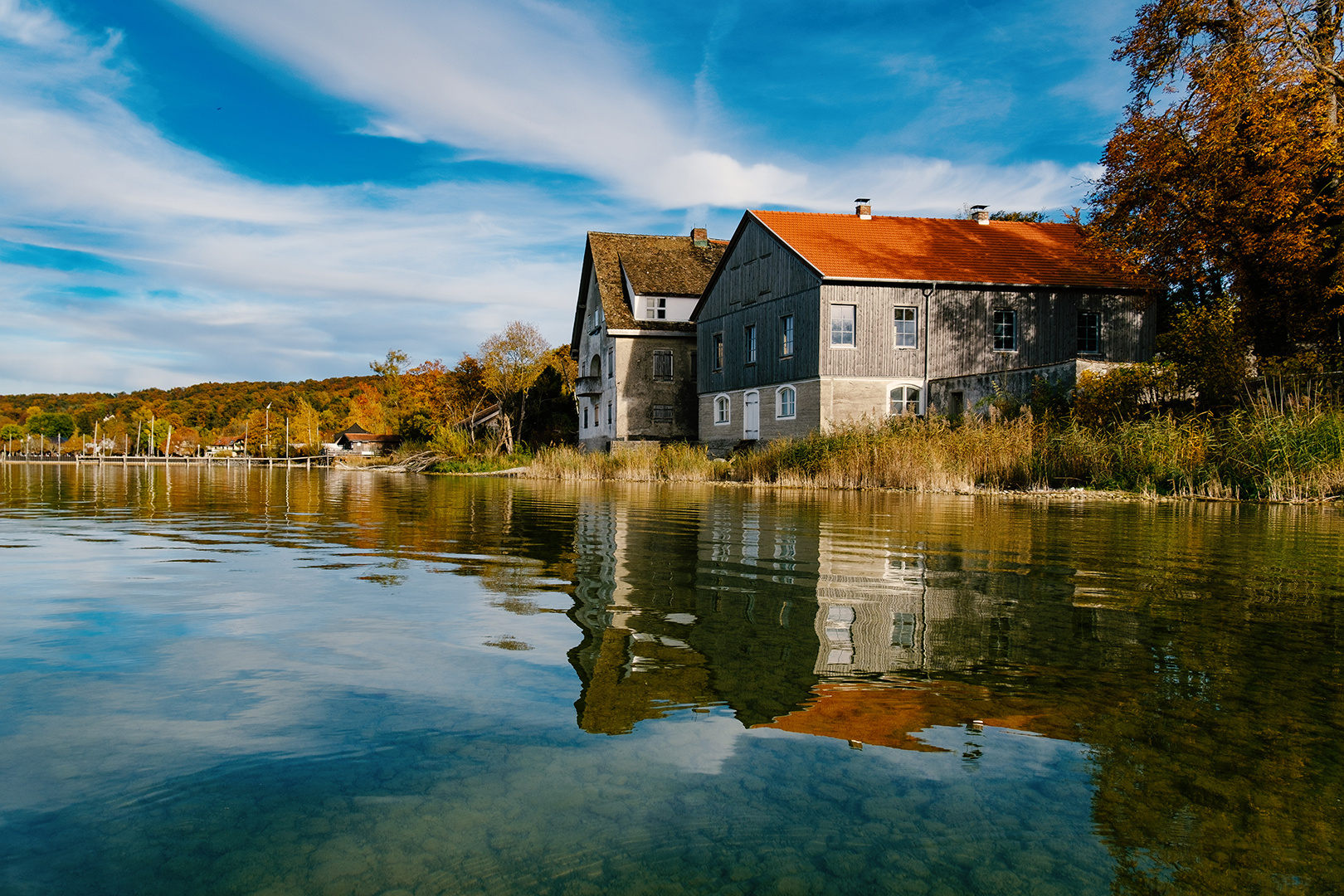 Ammersee Mühle Herrsching mit Spiegelung