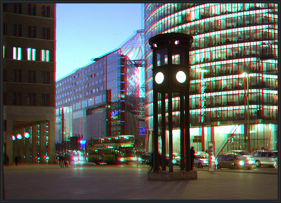 Ampel am Potsdamer Platz 3D - Anaglyphe