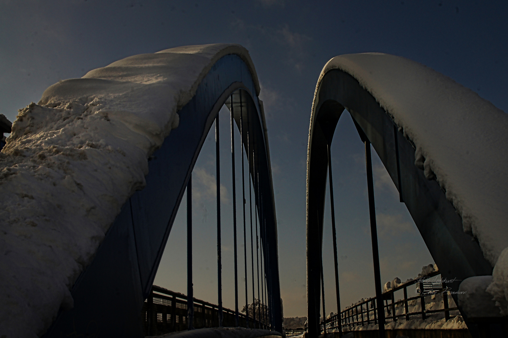 Amperbrücke im Schneekleid