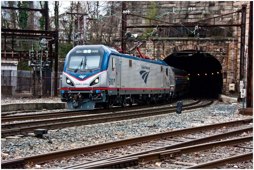 Amtrak ACS-64 Sprinter Emerges from Tunnel on Approach to Baltimore Penn Station - No. 2