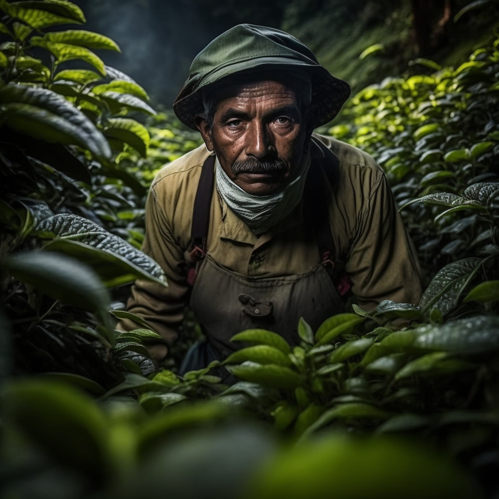 An AI worker working in a Tea Plantation in Munnar