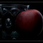 An apple and an ancient glass