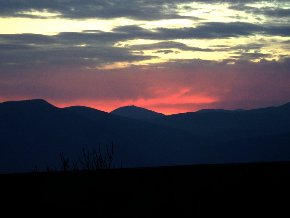 An autumn Sunset over the Greek mountains