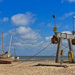 An den Strand gezogen