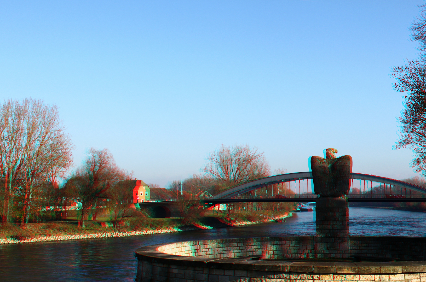 An der Donau b.Straubing ( 3D, Anaglyph, Rot/Cyan )