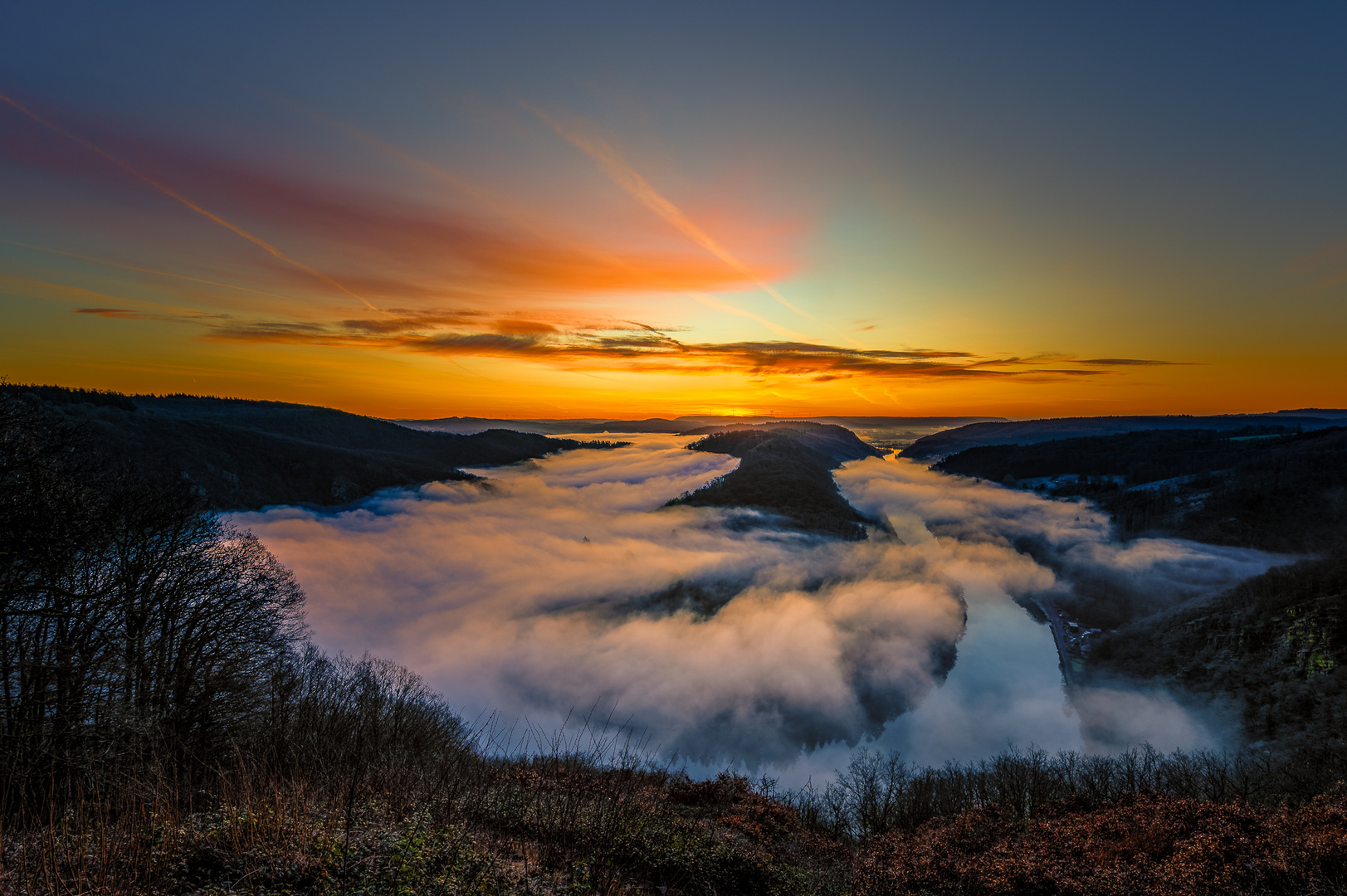 An der Saarschleife kurz vor Sonnenaufgang