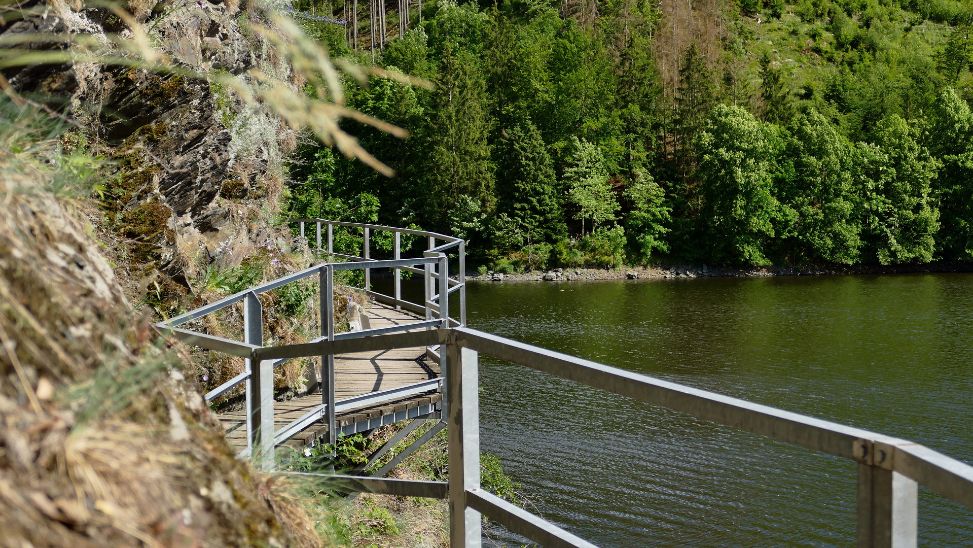 An der Talsperre Burgkhammer, der Kobersfelsen