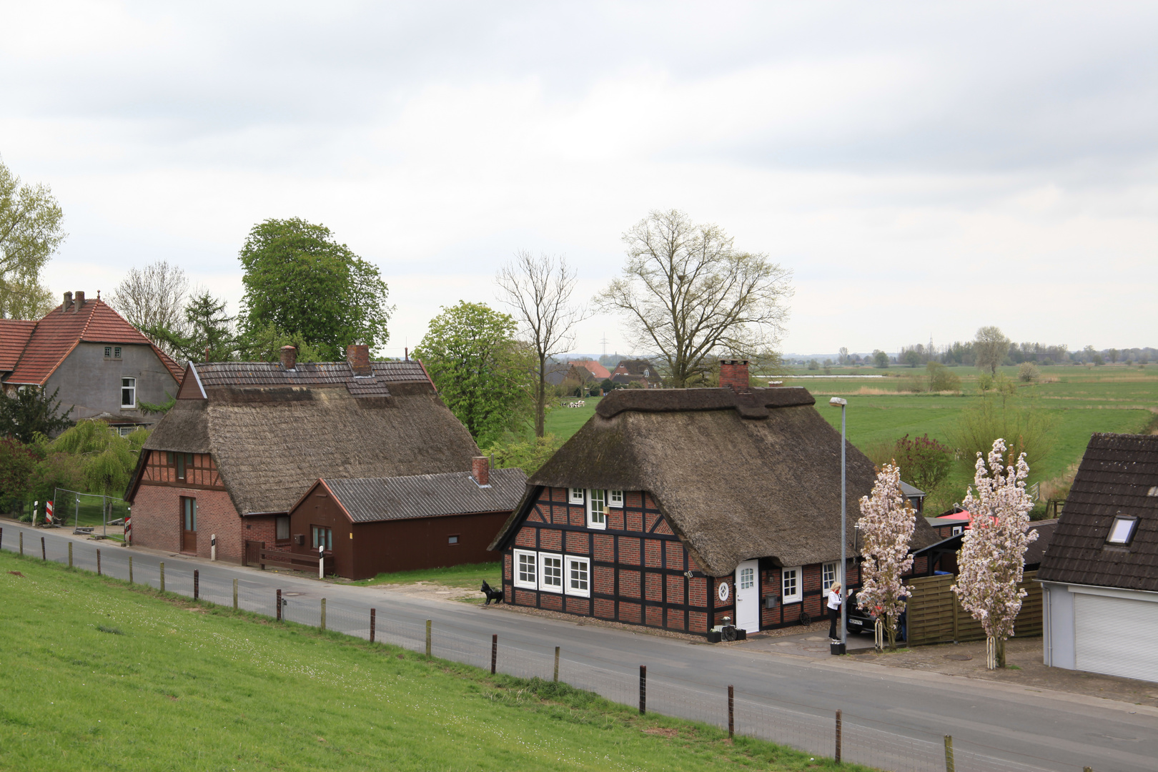 An der Weser in Lemwrder Stehen die Schön Reddach Häuser aus Alte Zeiter 