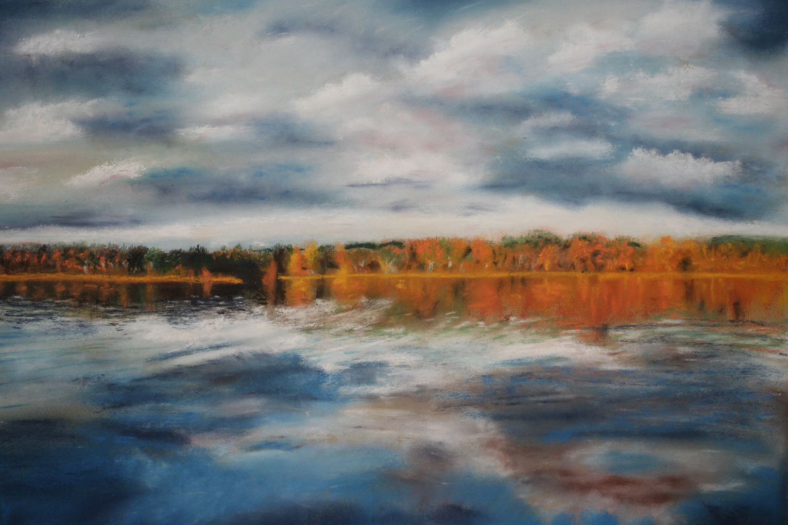 An einem See in Schweden Pastellkreide gemalt Foto An einem See in Schweden Pastellkreide gemalt Foto