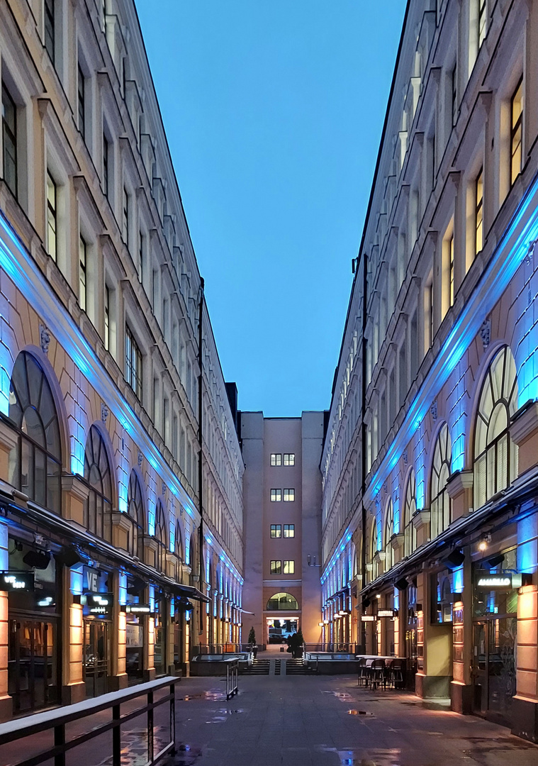 An old marketing alley at evening light