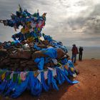 An Ovoo at the Shiliin Bogd Uul mountain peak