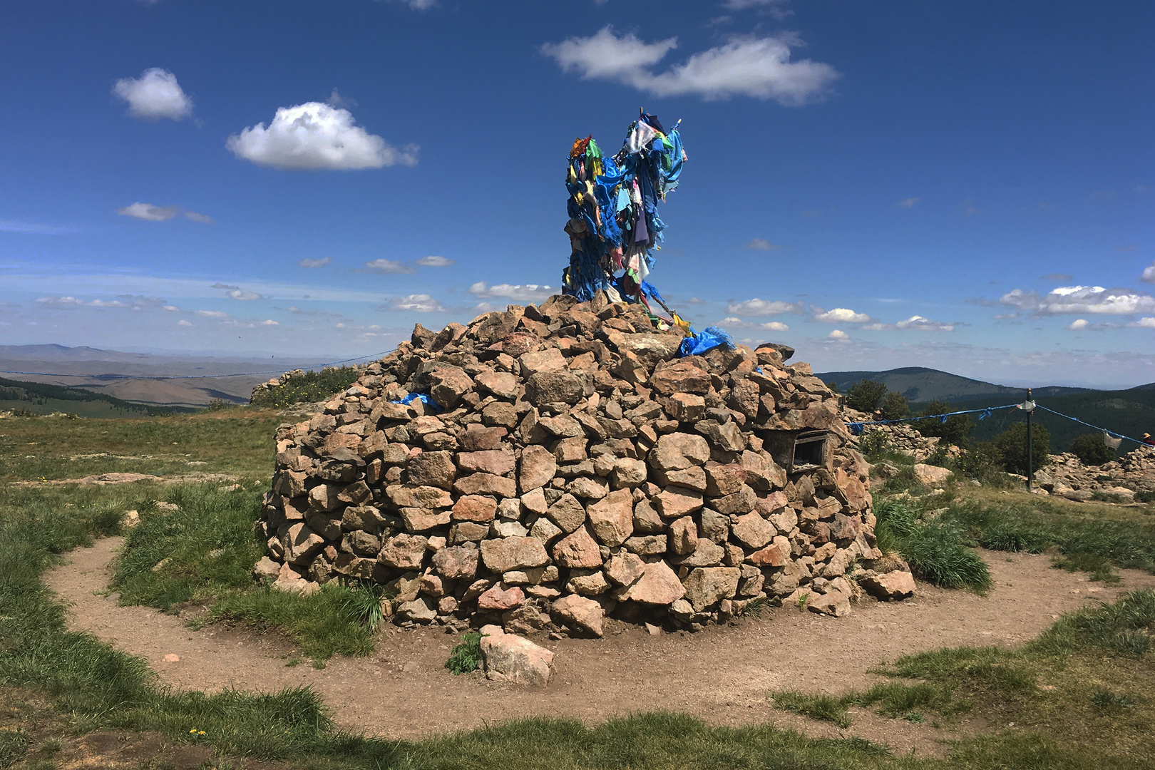 An ovoo on the hill top