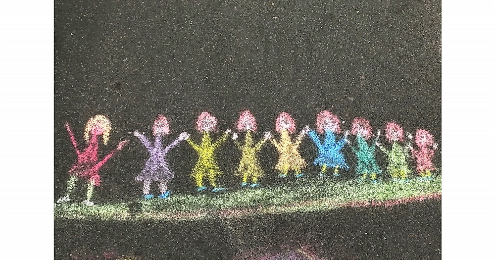 an unknown schoolgirl's weekend-street-art (asphalt drawing)