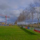 an unserem Sportplatz mit Großbaustelle