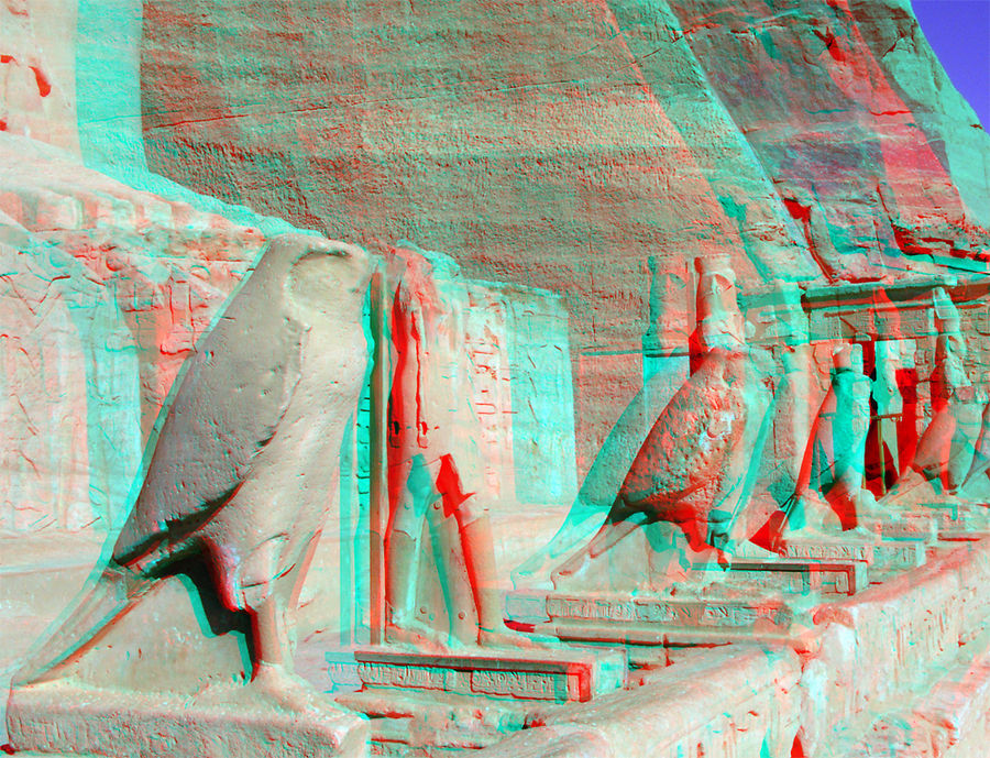 Anaglyphe - Ägypten - Abu Simbel - Statuetten