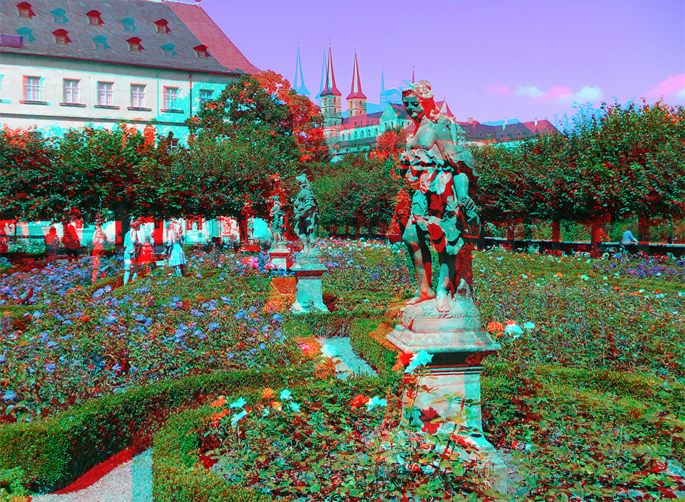 Anaglyphe - Bamberg - Rosengarten mit Blick zum Michelsberg