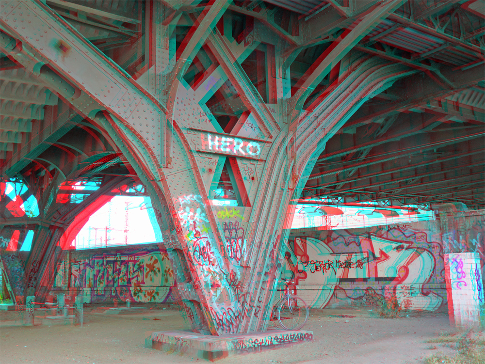 Anaglyphe - Berlin - Bösebrücke - Bornholmer Straße