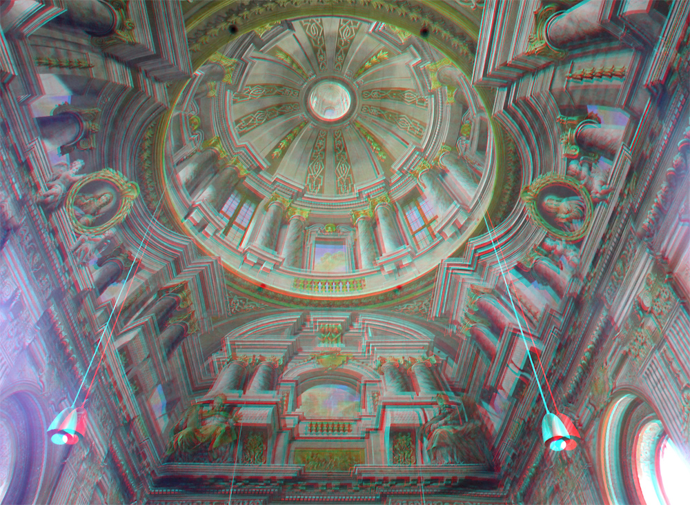 Anaglyphe - Bild in 6D (3D x 2!) Mauritiuskirche in Wiesentheid