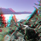 Anaglyphe - Blick vom Wank über Garmisch-Partenkirchen zur Zugspitze