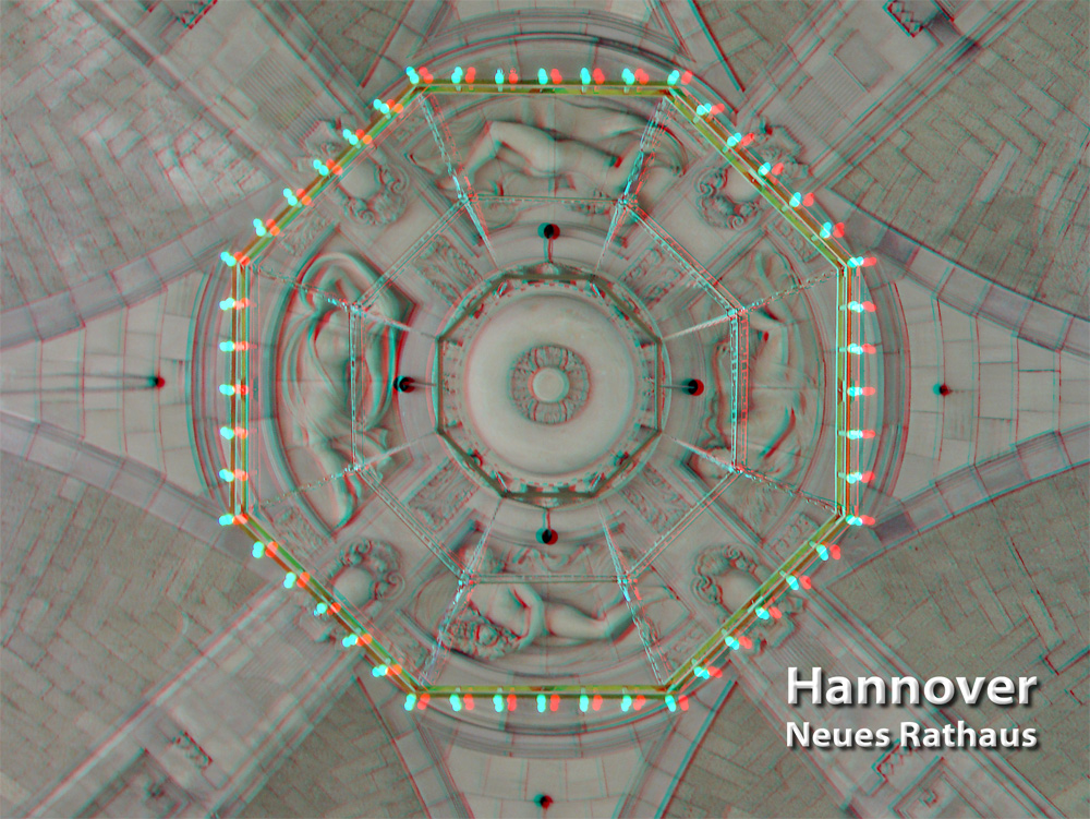 Anaglyphe - Deckenleuchter Hannover Neues Rathaus