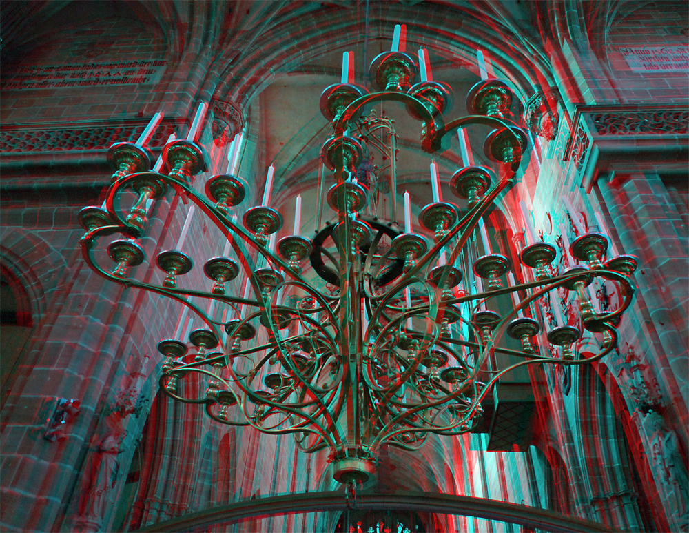 Anaglyphe - Leuchter Kirche St. Lorenz, Nürnberg