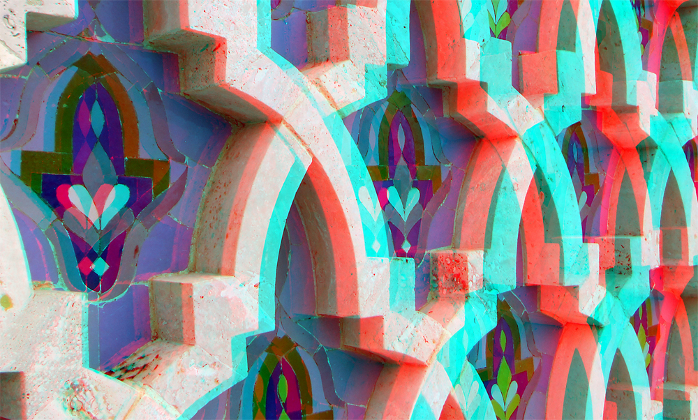 Anaglyphe - Marokko - Casablanca - Hussein-II.-Moschee - Detail