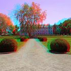 Anaglyphe - Stereobasis = 0 - wer hat's gemerkt? Motiv: das "Blaue Schloss" in Obernzenn