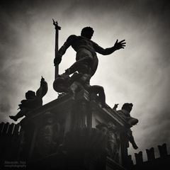 Analoge Schwarzweiss-Fotografie: Bologna - Fontana del Nettuno