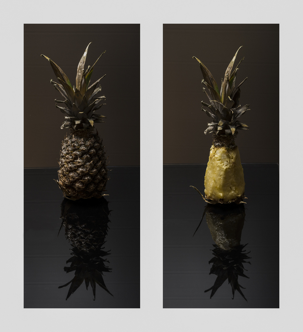 Ananas an- und ausgezogen