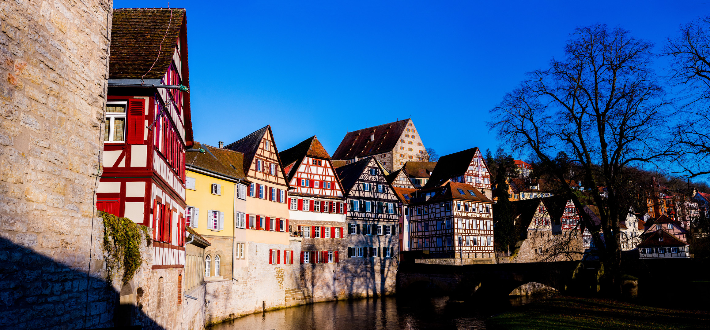 " Ancient half-timbered houses of Schwabisch Hall along the river Kocher " D7C_8792 Panorama1-edt