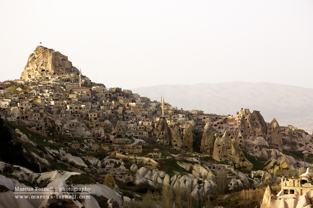 Ancient town of Uçhisar in Cappadocia, Turkey