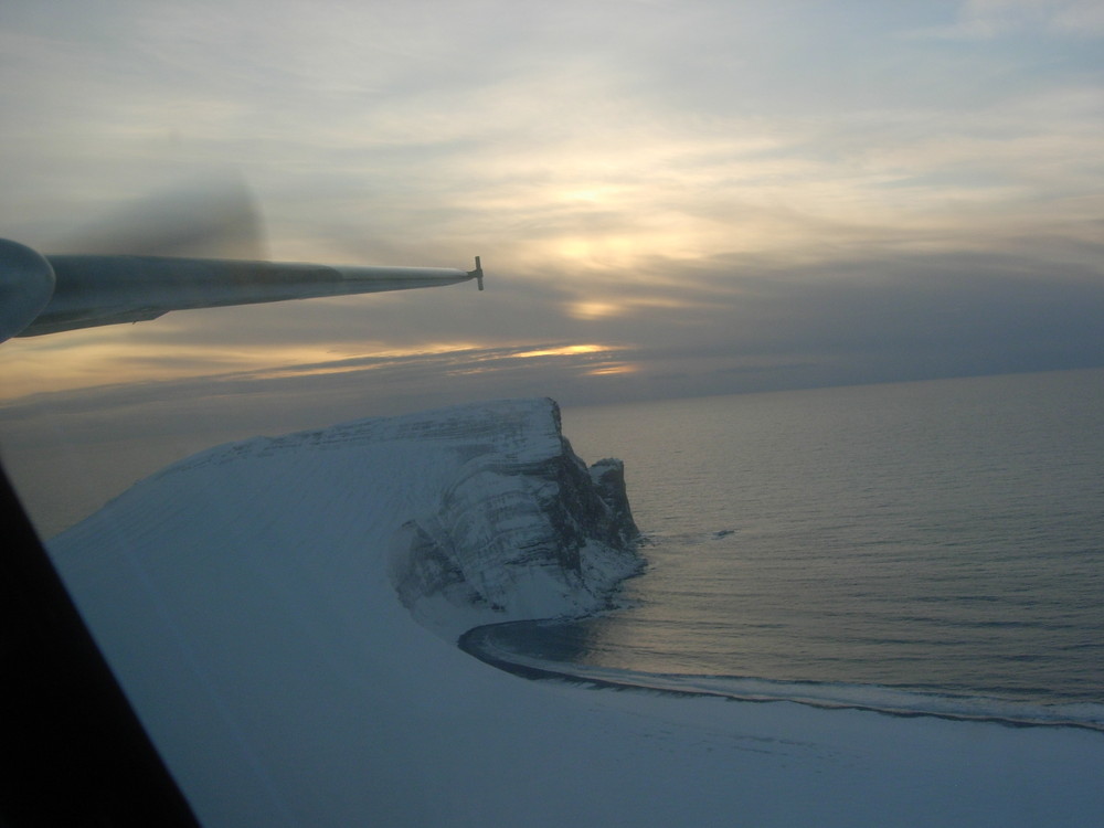 Anflug auf Jan Mayen