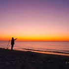 Angeln beim Abendlicht