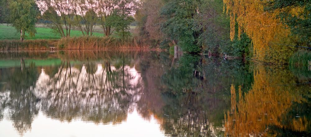 Angelteich in Norddeutschland, im Herbst