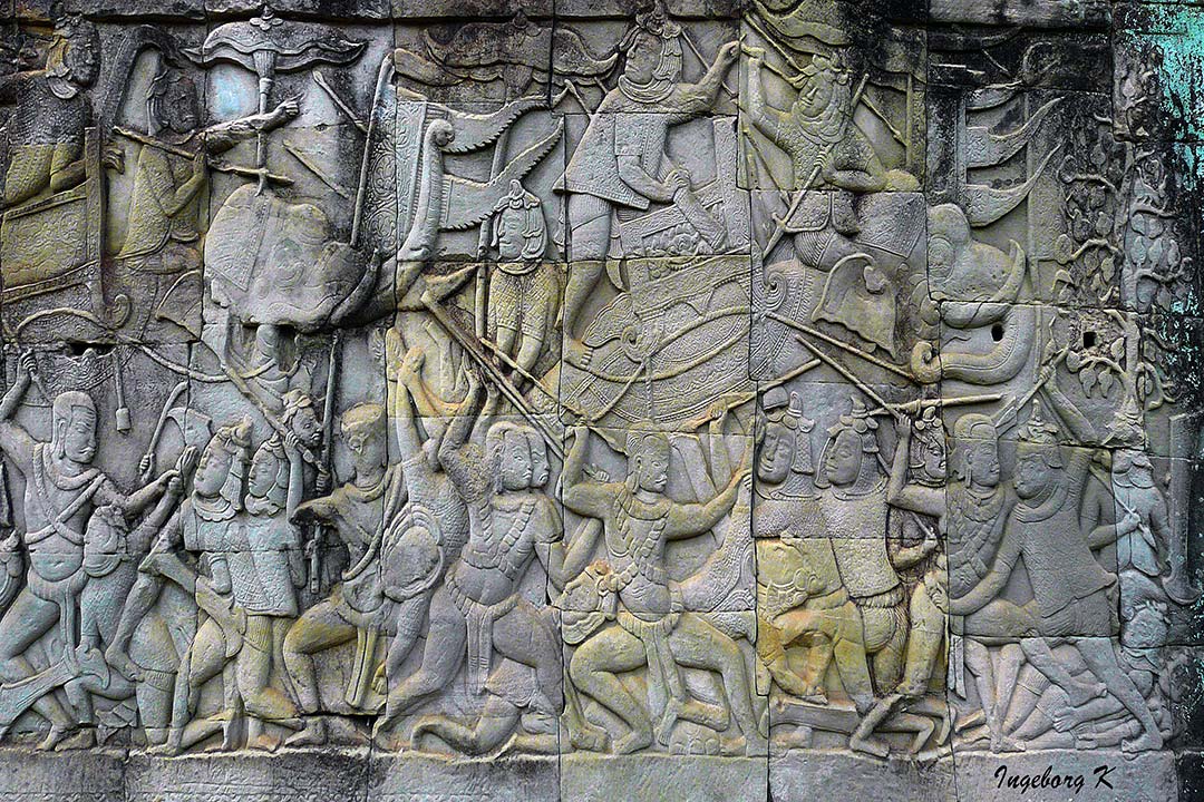 Angkor-Wat - Kriegsszenen auf der Tempelmauer