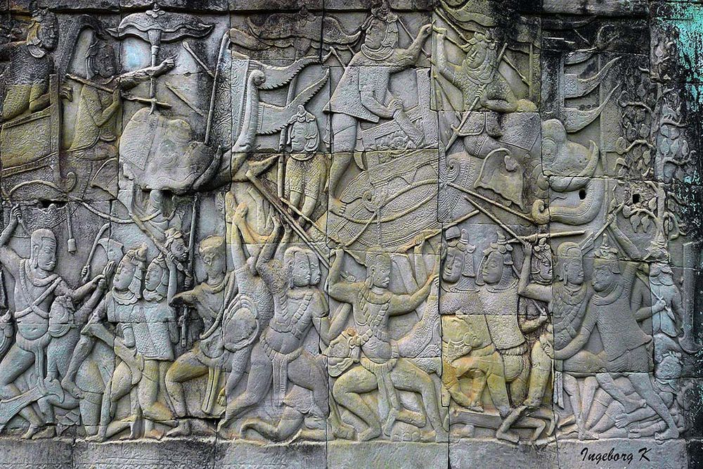 Angkor-Wat - Kriegsszenen auf der Tempelmauer