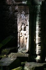 Angkor Wat - Ta Phrom - Statue im Morgenlicht