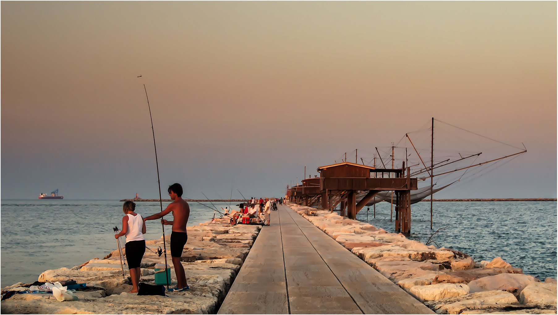 Angler Abends vor Chioggia