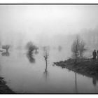 Angler am Niederrhein im Nebel - Analoge Fotografie von 1955