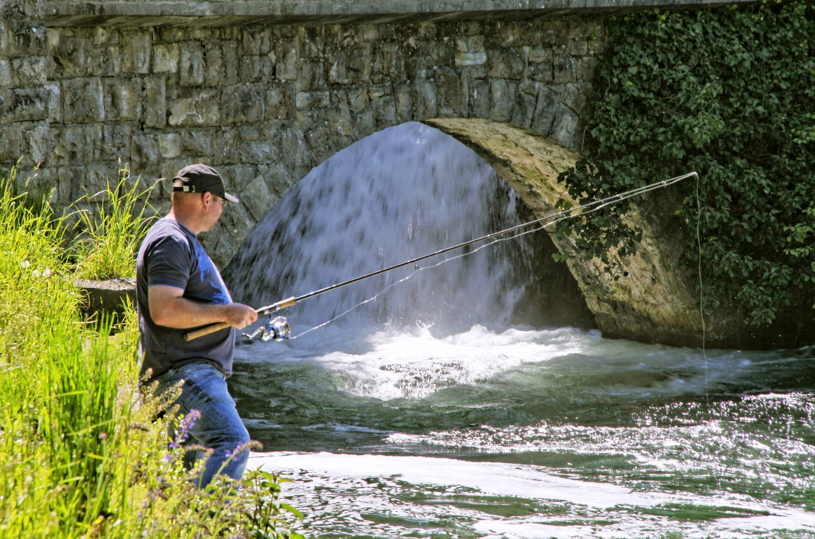 Angler am Rheinfall von Schaffhausen
