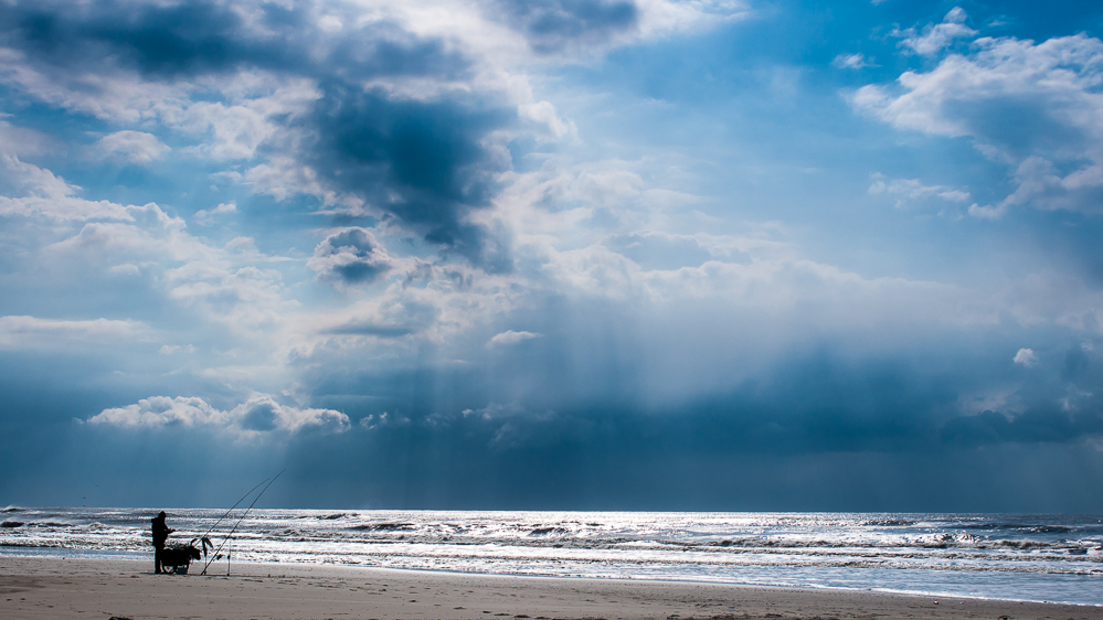 Angler am Texel Strand Paal 21