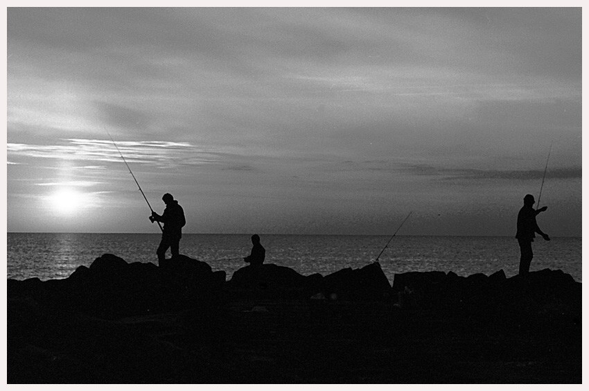 Angler an der Nordsee