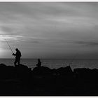 Angler an der Nordsee