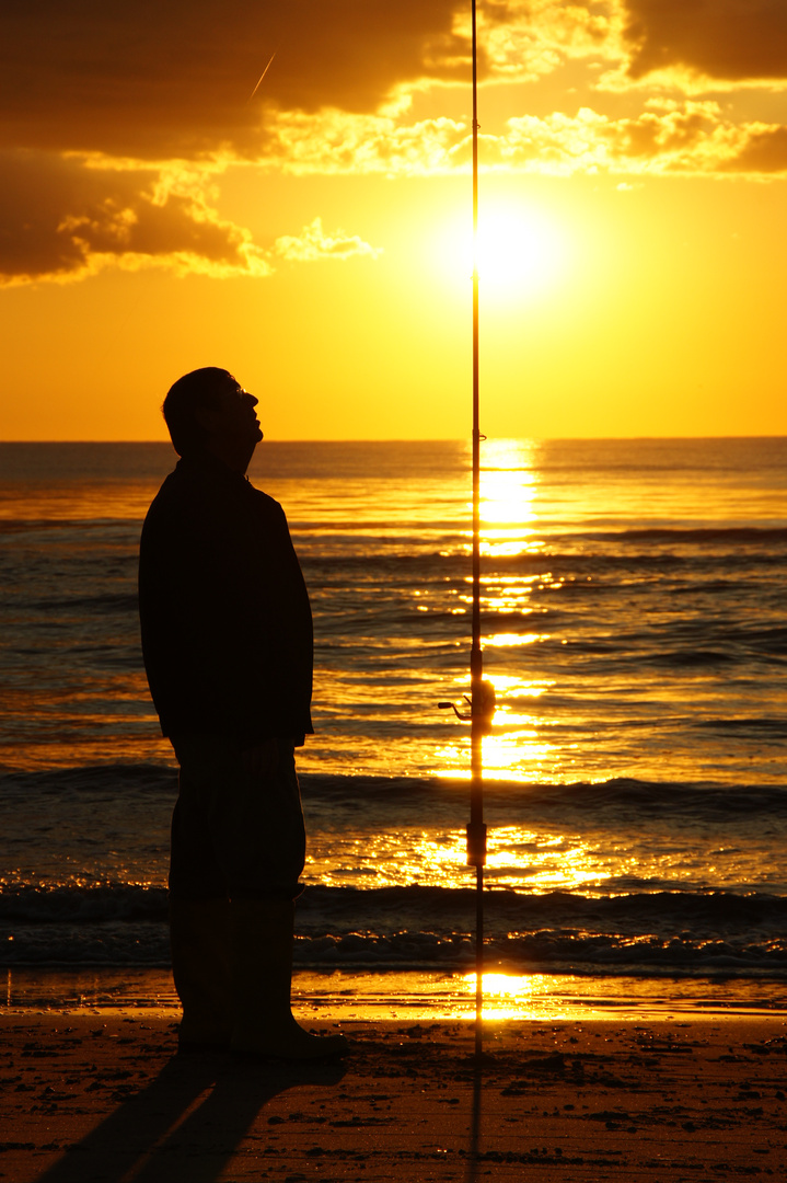 Angler an der Nordsee