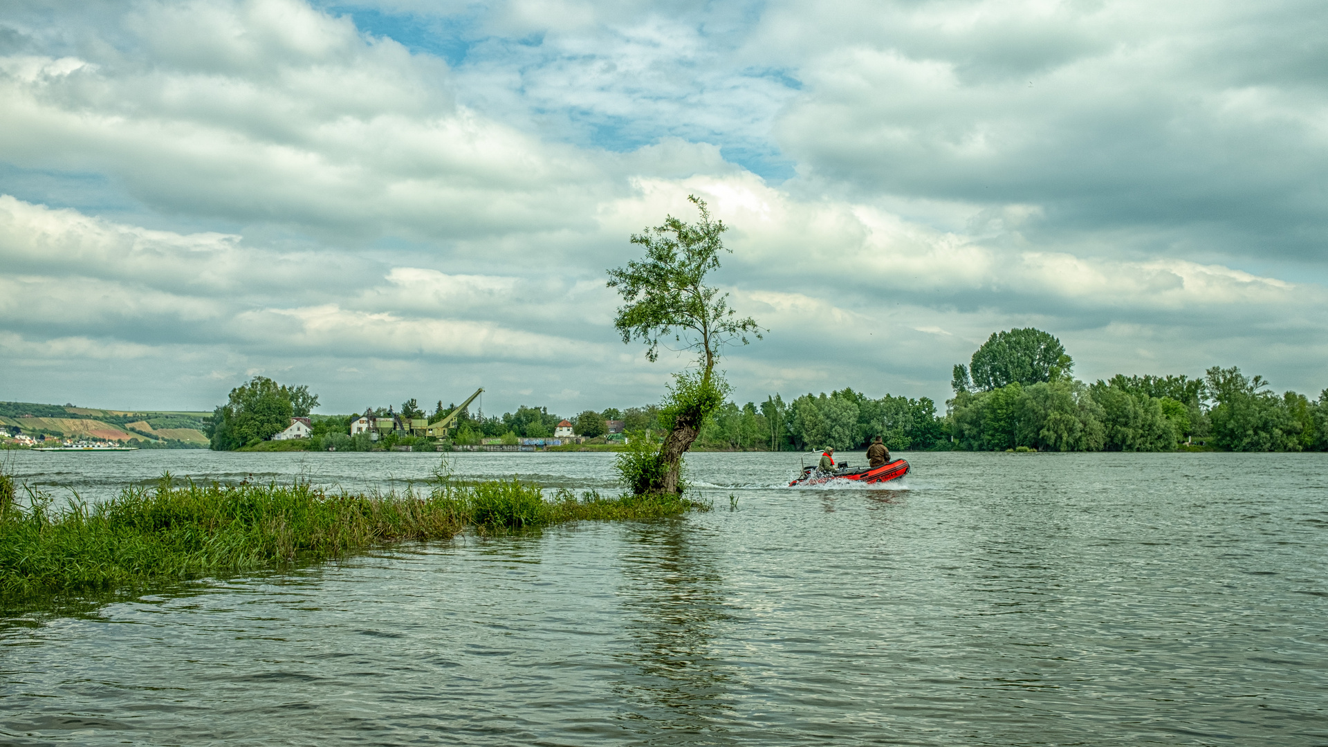 Angler auf dem Rhein