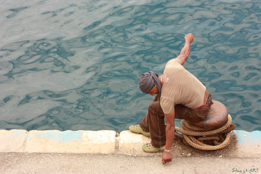 Angler im Hafen ...