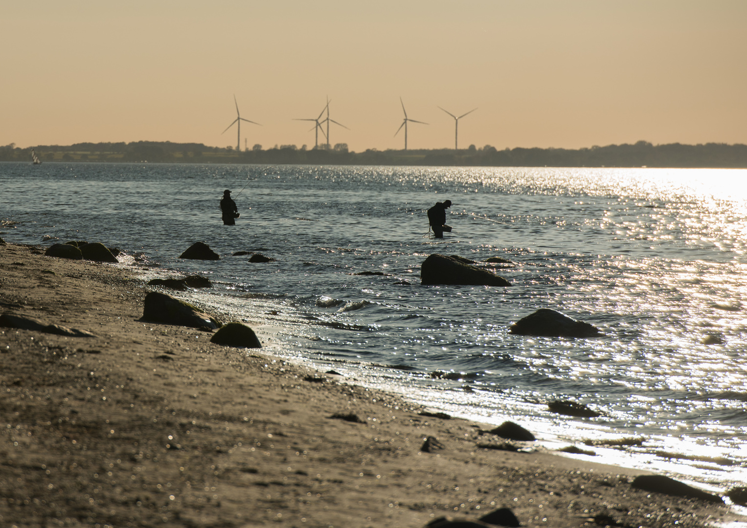 Angler im Sonnenuntergang