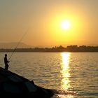 Angler in der Abendsonne