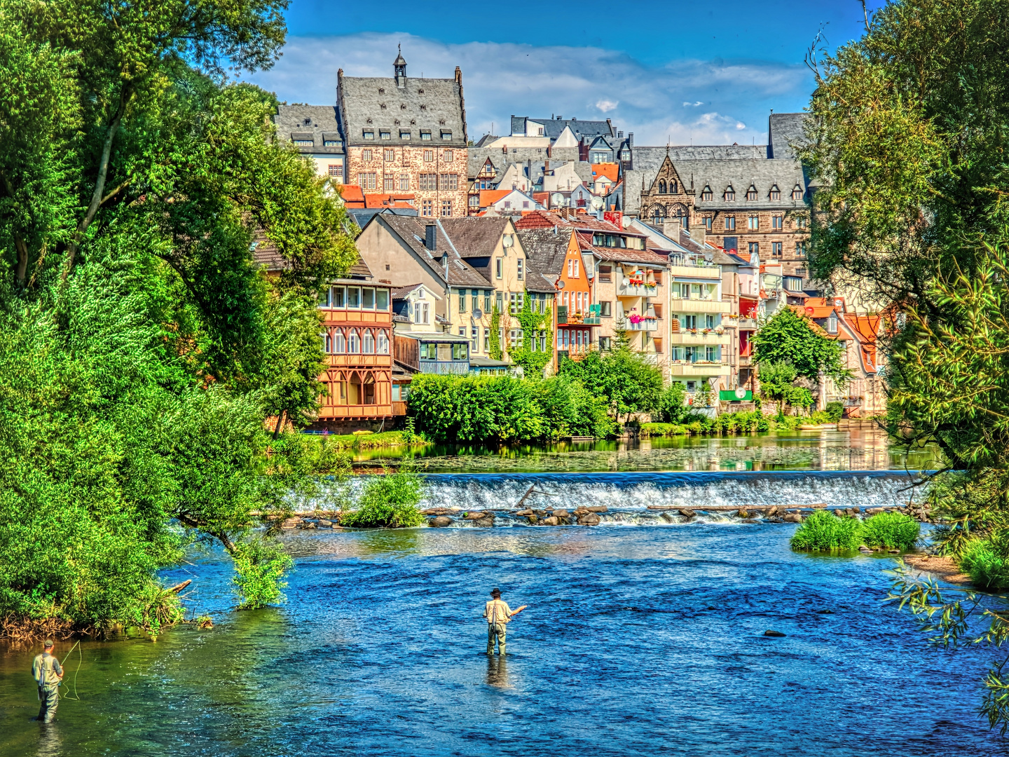 Angler in der Lahn