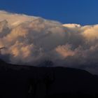 Annapurna Süd und Machapucharé in abendlicher Stimmung